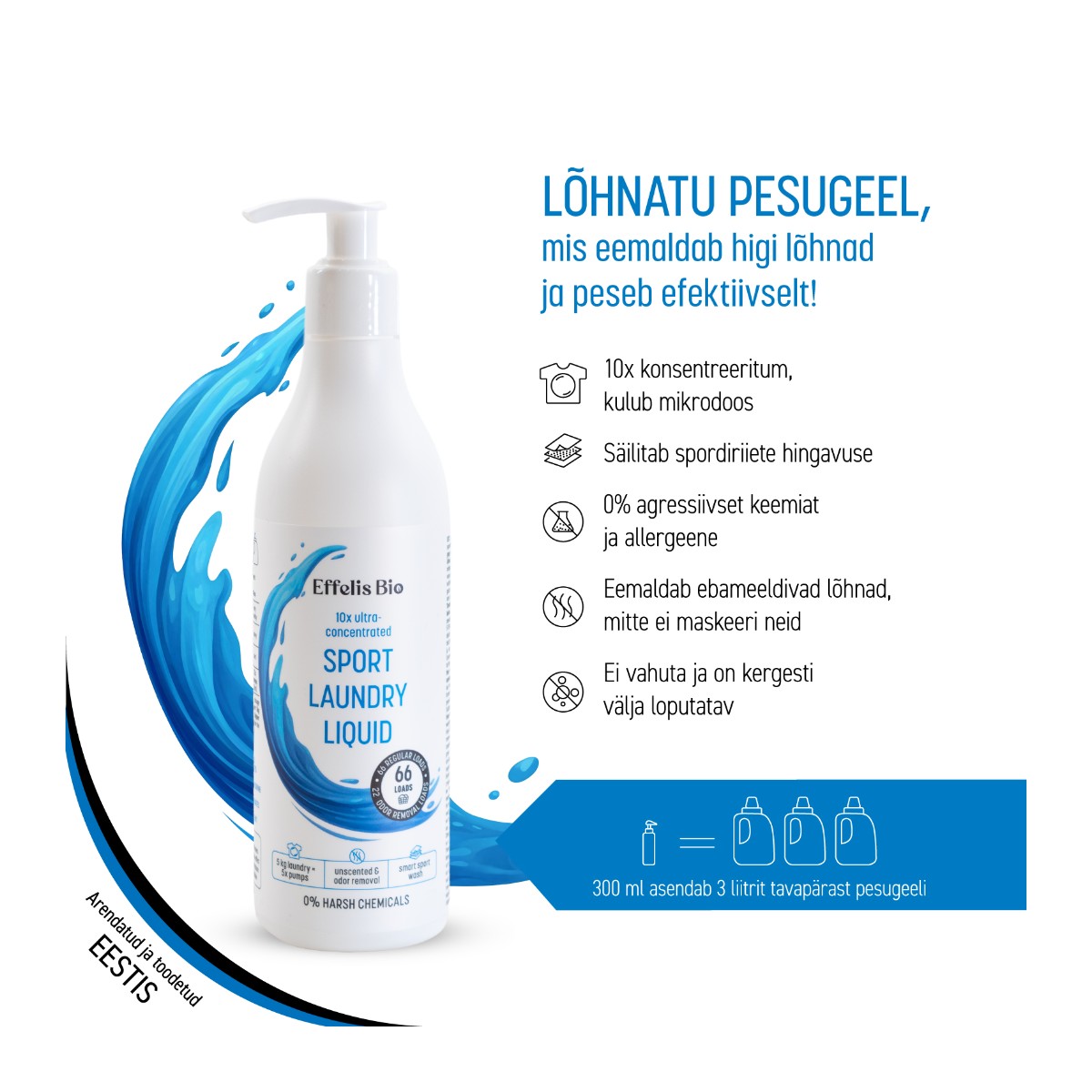 Effelis Bio Sport Laundry Liquid pesugeel 300ml - Pilt 3