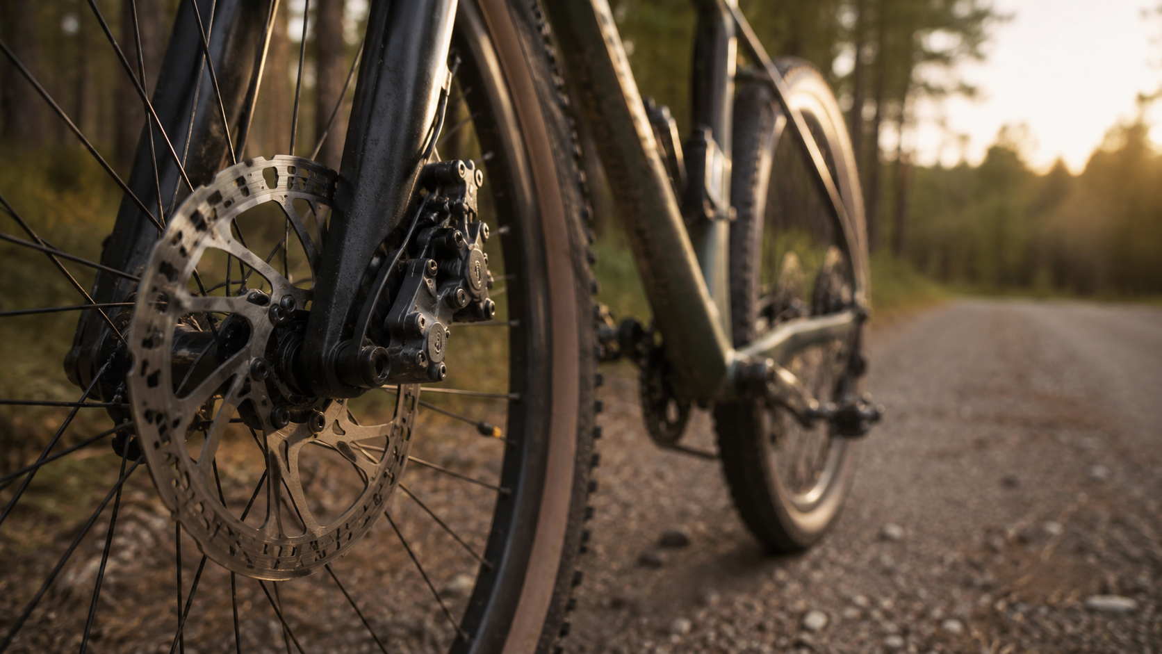 Jalgratta ketaspidur ja pidurisadul rattal gravel-teel