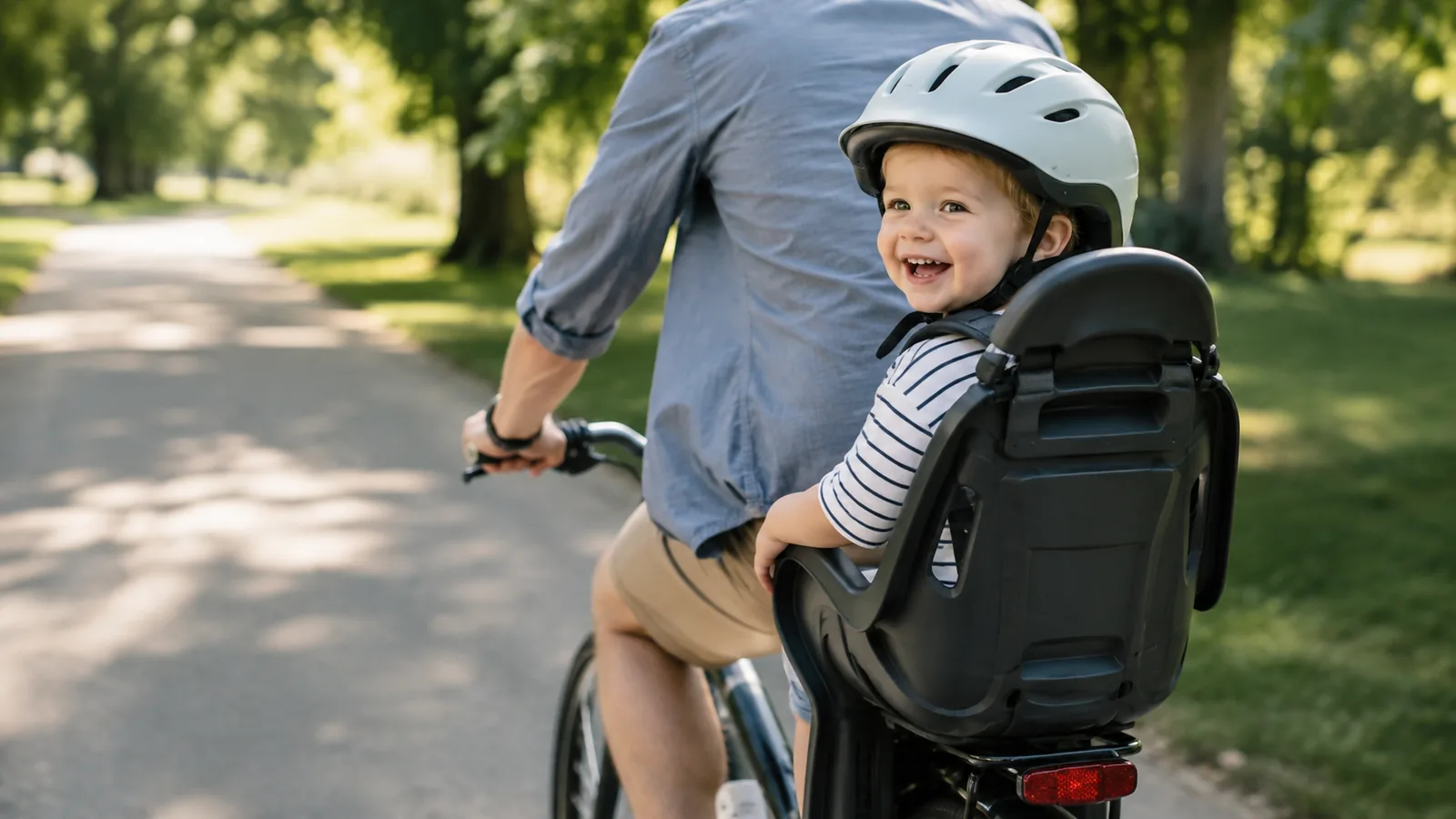 Jalgratta lasteiste – laps turvaistmes ratta seljas