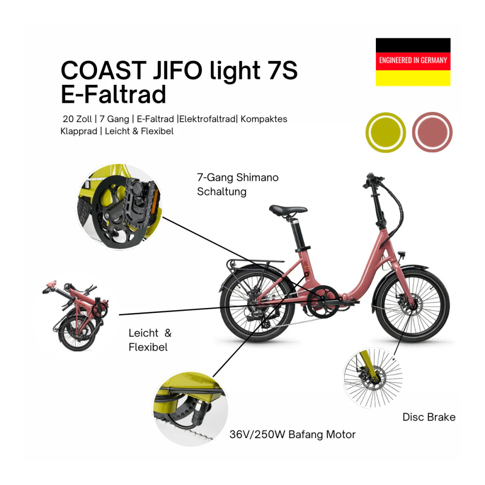 Kokkupandav elektrijalgratas COAST Jifo Light, Honey - Pilt 3
